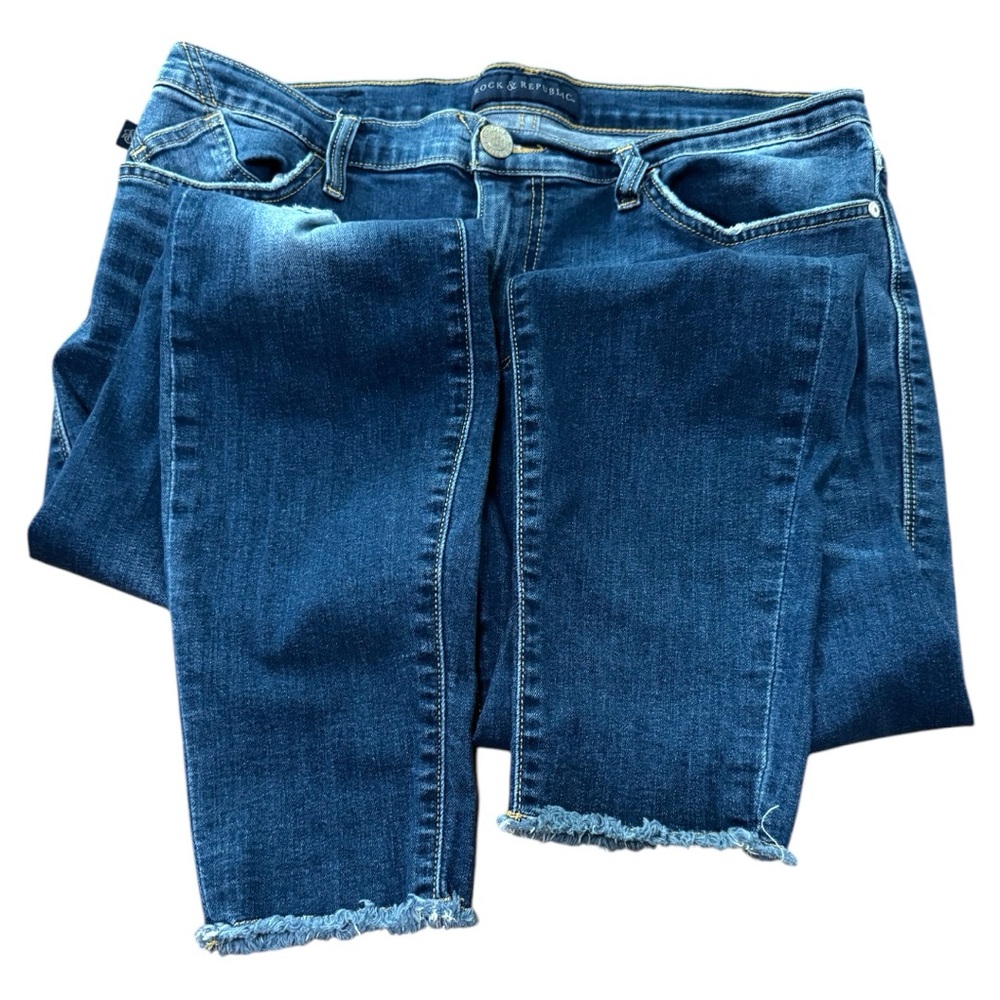 Rock & Republic Women’s Distressed Dark Wash Blue Jeans Kashmiere Size 14M - Picture 7 of 7